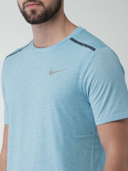 Original Mens NIKE Running Dri-FIT Tee Rise 365 Perforated Mélange Blue AT3929 301 Size Large