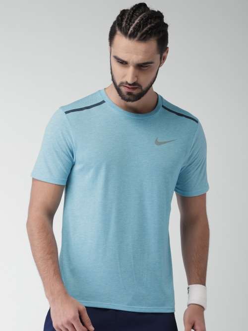 Original Mens NIKE Running Dri-FIT Tee Rise 365 Perforated Mélange Blue AT3929 301 Size Large