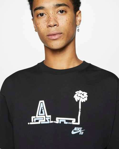 NIKE Men's Skateboarding YOON SB VENICE TEE BLACK CU0304 010 Size Medium