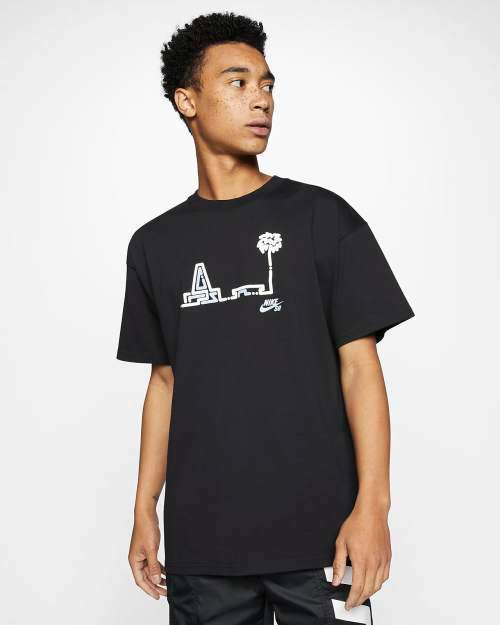 NIKE Men's Skateboarding YOON SB VENICE TEE BLACK CU0304 010 Size Medium