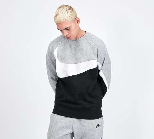 NIKE Men's Sportswear HBR CREW BB STMT Black/Grey BQ6461 063 Size Large