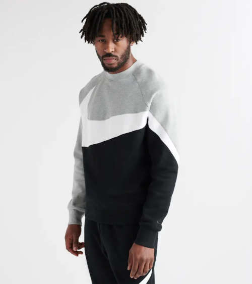 NIKE Men's Sportswear HBR CREW BB STMT Black/Grey BQ6461 063 Size Large