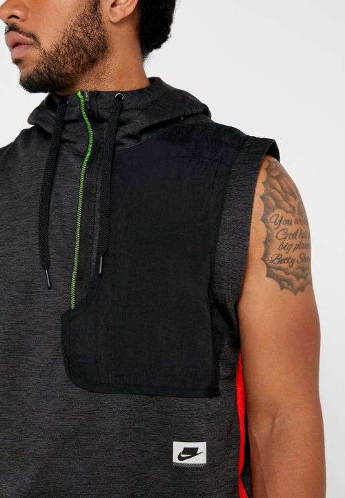 Original Men's Nike Therma Hooded Sleeveless PX Training Hoodie Grey CD5716 010 Size Extra Large