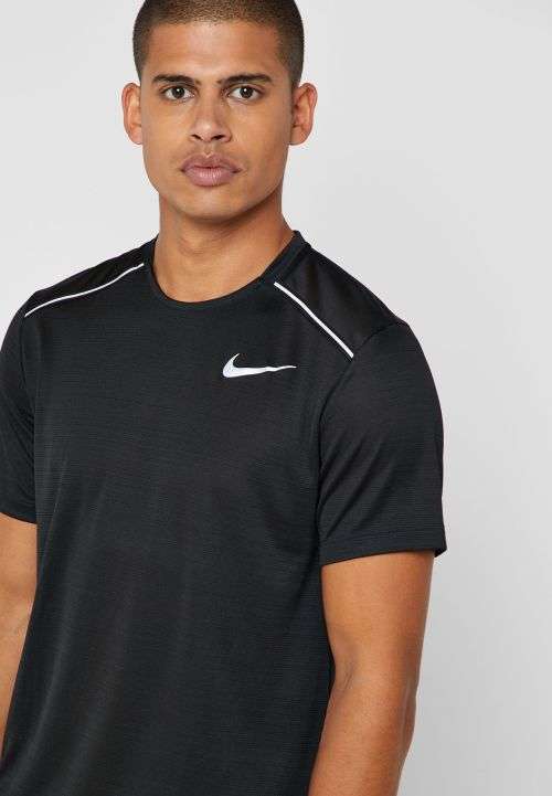 Original Mens NIKE Dri-FIT Miler Short Sleeve Running Top Black AJ7565 010 Size Extra Large