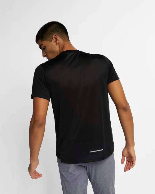 Original Mens NIKE Dri-FIT Miler Short Sleeve Running Top Black AJ7565 010 Size Extra Large