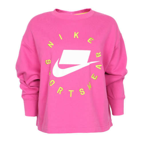 Original Women's NIKE Sportswear NSW French Terry Crew PINK AR3052 623 Size Medium