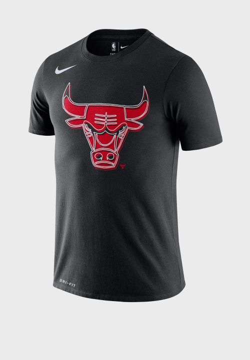 NIKE Men's NBA Chicago Bulls Fanwear Logo Tee Shirt Black BV8103 010 Size XL