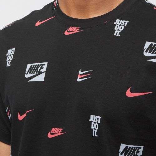 NIKE Men's Sportswear NIKE BRANDED ALL OVER Printed Tee Black CV8962 010 Size XXL