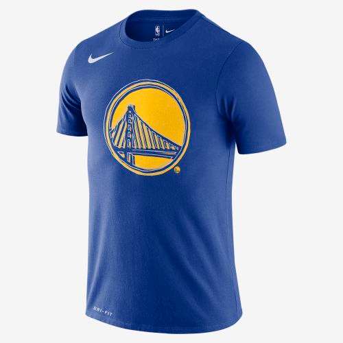 NIKE Men's Dri Fit NBA Golden State Warriors Logo Tee Shirt Blue BV8115 495 Size Large