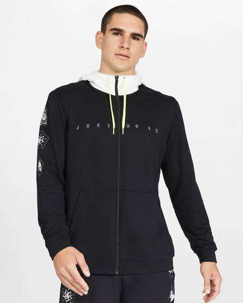 Nike Dri-FIT Men's Full Zip Training Hoodie Black/White CK4591 010 Size Large