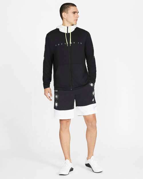 Nike Dri-FIT Men's Full Zip Training Hoodie Black/White CK4591 010 Size Large