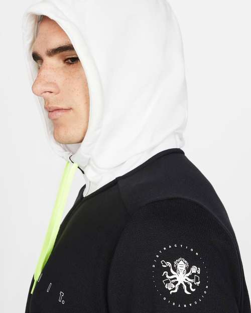 Nike Dri-FIT Men's Full Zip Training Hoodie Black/White CK4591 010 Size Large