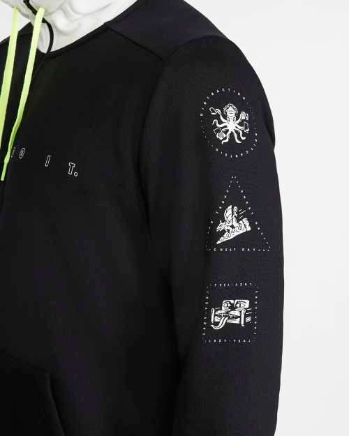 Nike Dri-FIT Men's Full Zip Training Hoodie Black/White CK4591 010 Size Large