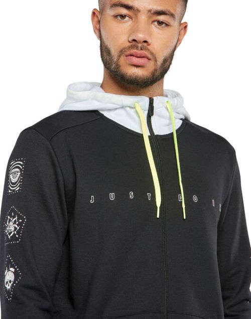 Nike Dri-FIT Men's Full Zip Training Hoodie Black/White CK4591 010 Size Large