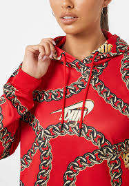 Nike Women's Crop Top Red Pullover Hoodie CJ6305 657 Size Medium