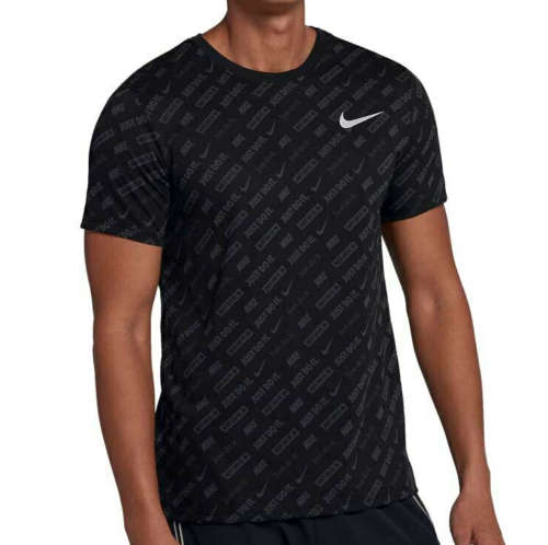 Nike Men's Dry JDI Brand Mark AOP Black Tee Shirt CI7565 010 Size Large