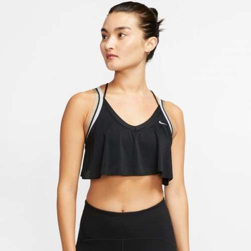 NIKE Women Sports Wear Jersey Glam Bra black/ White/ Gold BV4897 010 Size Medium