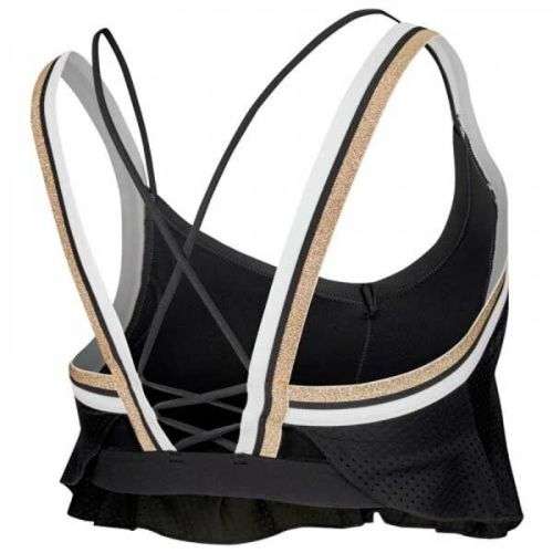NIKE Women Sports Wear Jersey Glam Bra black/ White/ Gold BV4897 010 Size Medium