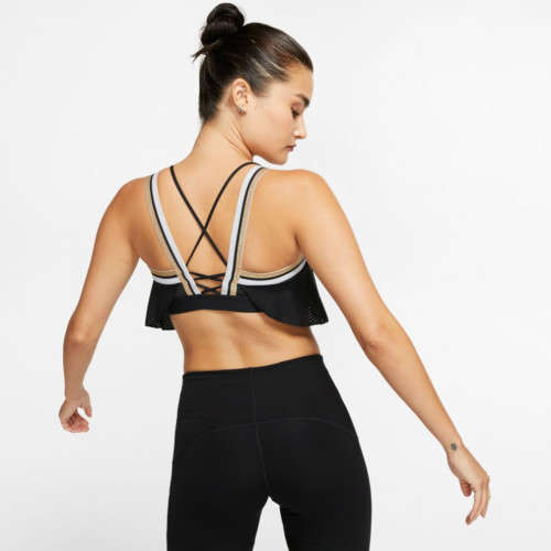 NIKE Women Sports Wear Jersey Glam Bra black/ White/ Gold BV4897 010 Size Medium