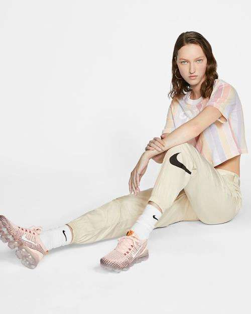 Nike Women's Sportswear Woven Swoosh Pants Fossil/ Black CJ3776 238 Size Medium