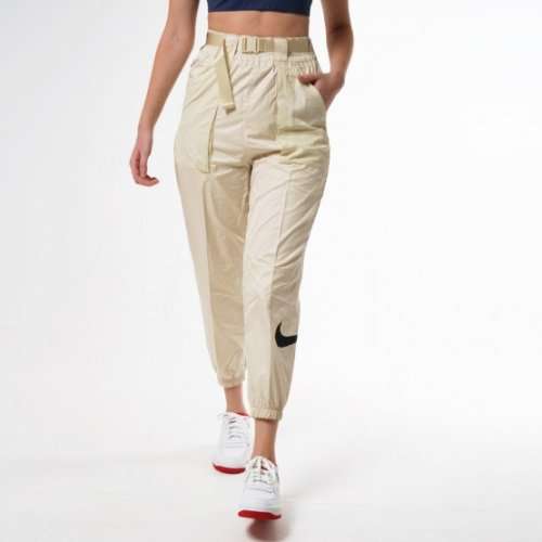 Nike Women's Sportswear Woven Swoosh Pants Fossil/ Black CJ3776 238 Size Medium