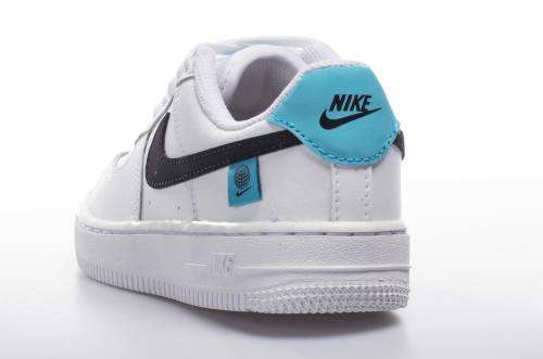 Nike Force 1 World Wide Unisex PS White/Black/ Blue Fury CN8539 100 Size UK 2 (SA 2)
