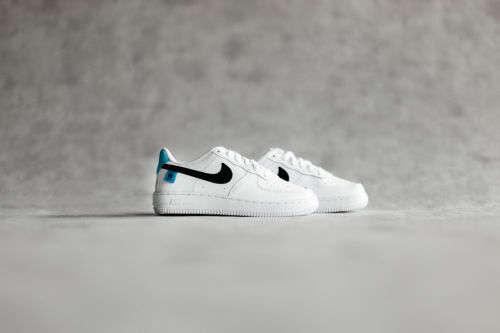 Nike Force 1 World Wide Unisex PS White/Black/ Blue Fury CN8539 100 Size UK 2 (SA 2)