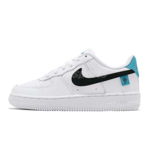 Nike Force 1 World Wide Unisex PS White/Black/ Blue Fury CN8539 100 Size UK 2 (SA 2)