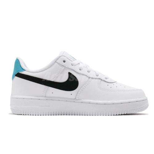 Nike Force 1 World Wide Unisex PS White/Black/ Blue Fury CN8539 100 Size UK 2 (SA 2)