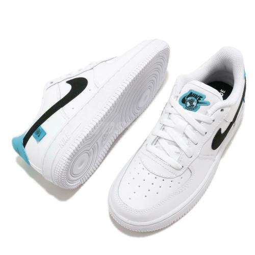 Nike Force 1 World Wide Unisex PS White/Black/ Blue Fury CN8539 100 Size UK 2 (SA 2)