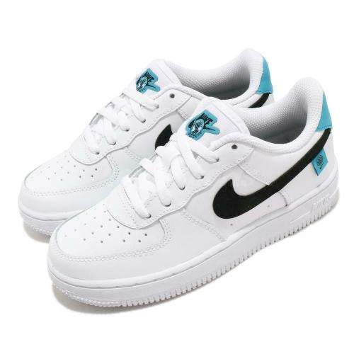 Nike Force 1 World Wide Unisex PS White/Black/ Blue Fury CN8539 100 Size UK 2 (SA 2)