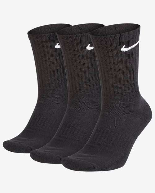 NIKE Unisex Everyday Cushioned Training Crew Socks (3 Pairs) Black SX7664 010 Size UK 11-14.5