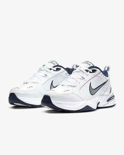 Nike Men's Air MONARCH IV White/ Metallic Silver 415445 102 Size UK 8 (SA 8)