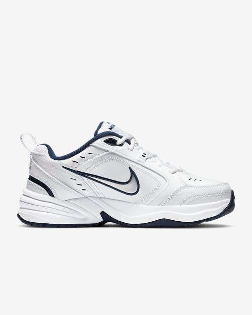 Nike Men's Air MONARCH IV White/ Metallic Silver 415445 102 Size UK 8 (SA 8)