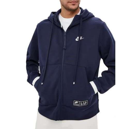 Nike AIR Men's Sportswear Full ZIP Hoodie Fleece Blue (LOOSE FIT) CN9117 451 Size Large