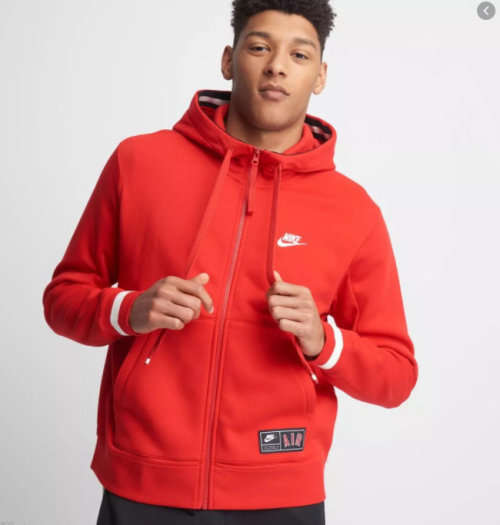 Nike AIR Men's Sportswear Full ZIP Hoodie Fleece Red (LOOSE FIT) CN9117 657 Size Large