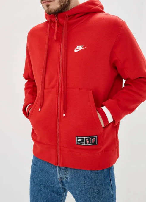 Nike AIR Men's Sportswear Full ZIP Hoodie Fleece Red (LOOSE FIT) CN9117 657 Size Large