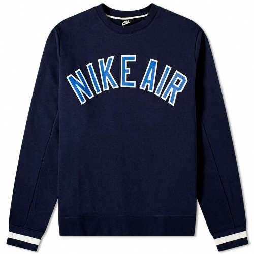 NIKE AIR Men's Fleece Crewneck Warm Sweatshirt Blue/White (LOOSE FIT) CN9123 451 Size Medium