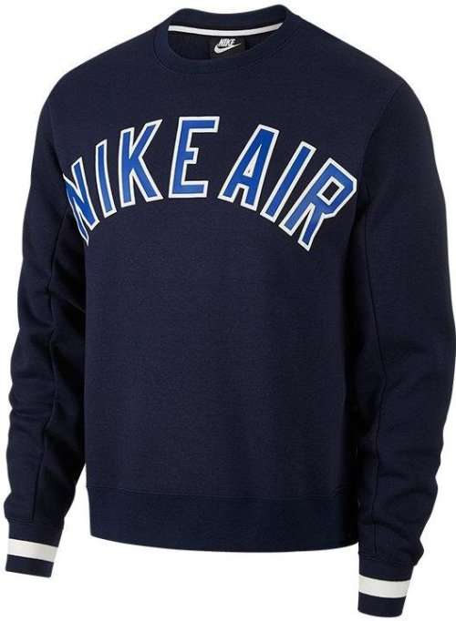 NIKE AIR Men's Fleece Crewneck Warm Sweatshirt Blue/White (LOOSE FIT) CN9123 451 Size Medium