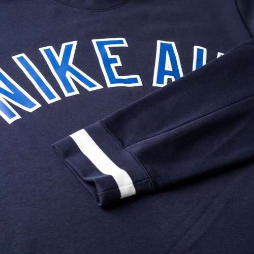 NIKE AIR Men's Fleece Crewneck Warm Sweatshirt Blue/White (LOOSE FIT) CN9123 451 Size Medium