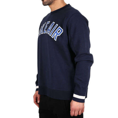 NIKE AIR Men's Fleece Crewneck Warm Sweatshirt Blue/White (LOOSE FIT) CN9123 451 Size Medium