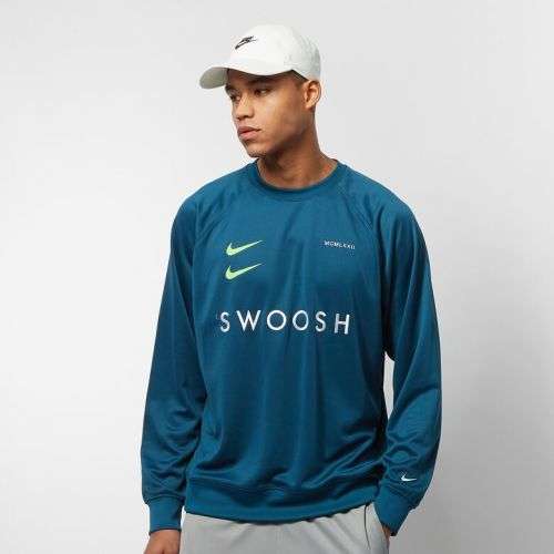 Nike Men's Sweatshirt Sportswear Swoosh Crew Blue Force/Barely Volt CJ4840 499 Size Medium