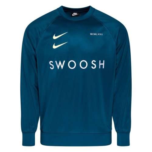 Nike Men's Sweatshirt Sportswear Swoosh Crew Blue Force/Barely Volt CJ4840 499 Size Medium