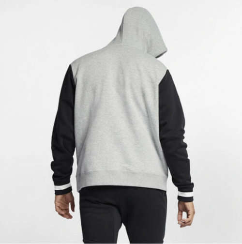 Nike AIR Men's Sportswear Hoodie WARM Fleece Grey/Black (LOOSE FIT) AR1817 063 Size Large