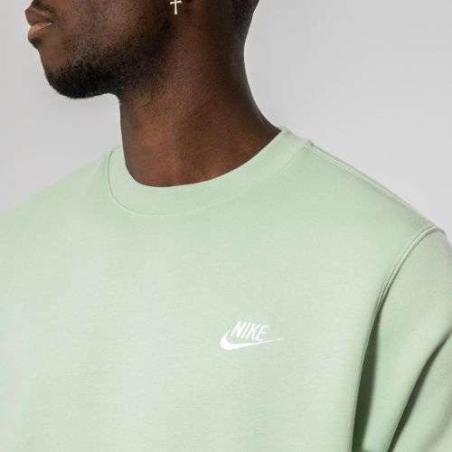 NIKE Men's Sportswear Club Crew Sweatshirt Fleece Warm Green BV2662 321 Size Medium