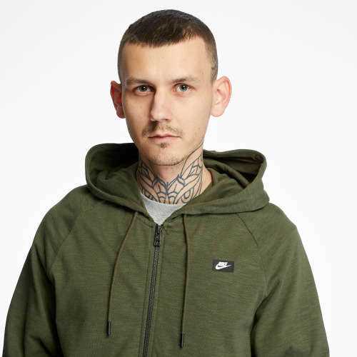 Nike Men's Sportswear Full Zip Hoodie Cargo Khaki (Standard Fit) CI9584 325 Size Large