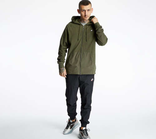 Nike Men's Sportswear Full Zip Hoodie Cargo Khaki (Standard Fit) CI9584 325 Size Large