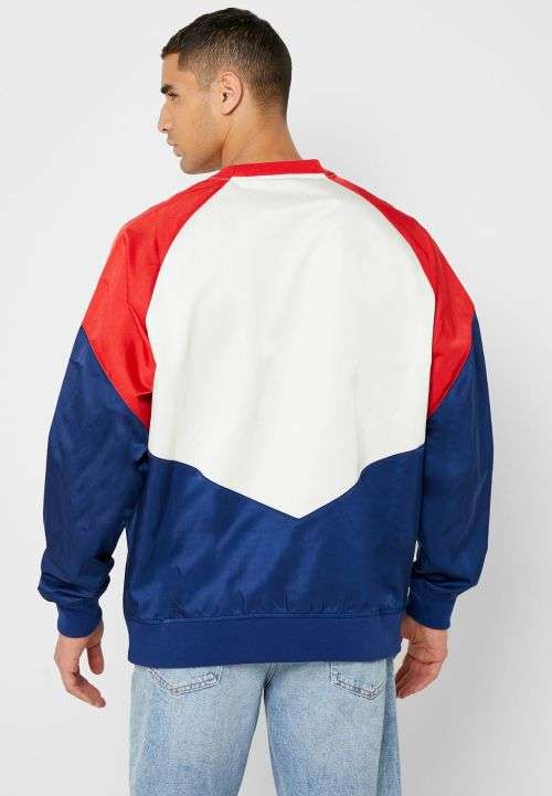 Nike Men's Sportswear Block Futura Crew Sweat Woven Shirt AR1642 492 (Loose Fit) Size Medium