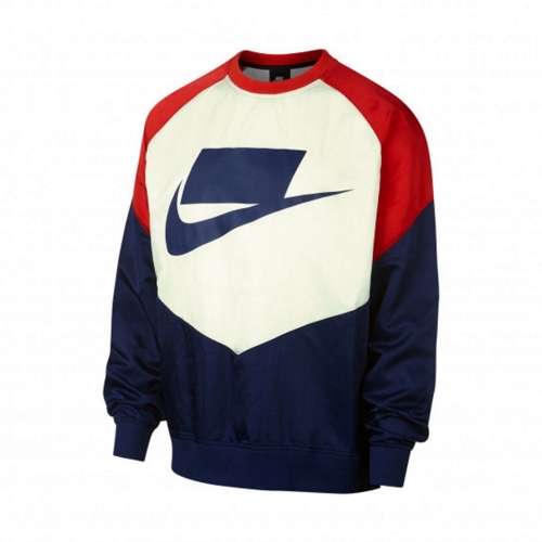 Nike Men's Sportswear Block Futura Crew Sweat Woven Shirt AR1642 492 (Loose Fit) Size Medium