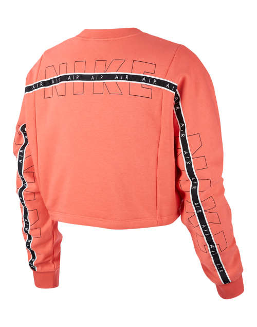 Nike AIR Women's Crop Top Crew Sweatshirt Dark Pink CJ3115 814 Size Medium